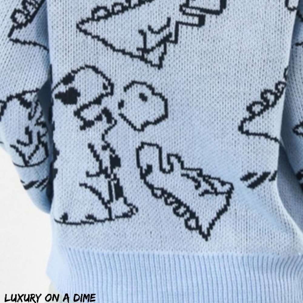 Blue Dinosaur Pattern Sweater - Picture 4 of 10